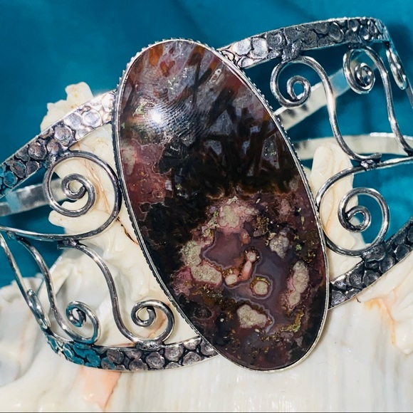Stick Agate natural gemstone statement cuff - Picture 1 of 5
